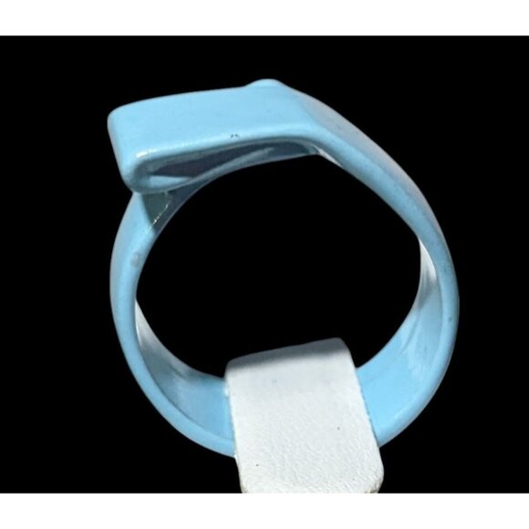 Abstract Blue Metal Enamel Finished Fashion Ring Size 8 - Picture 3 of 12